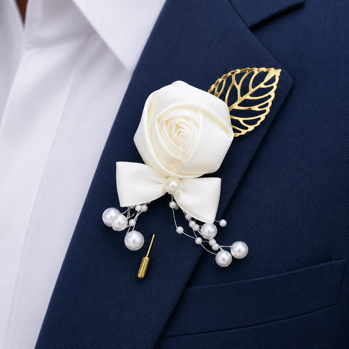 boutonnière fleur blanche 